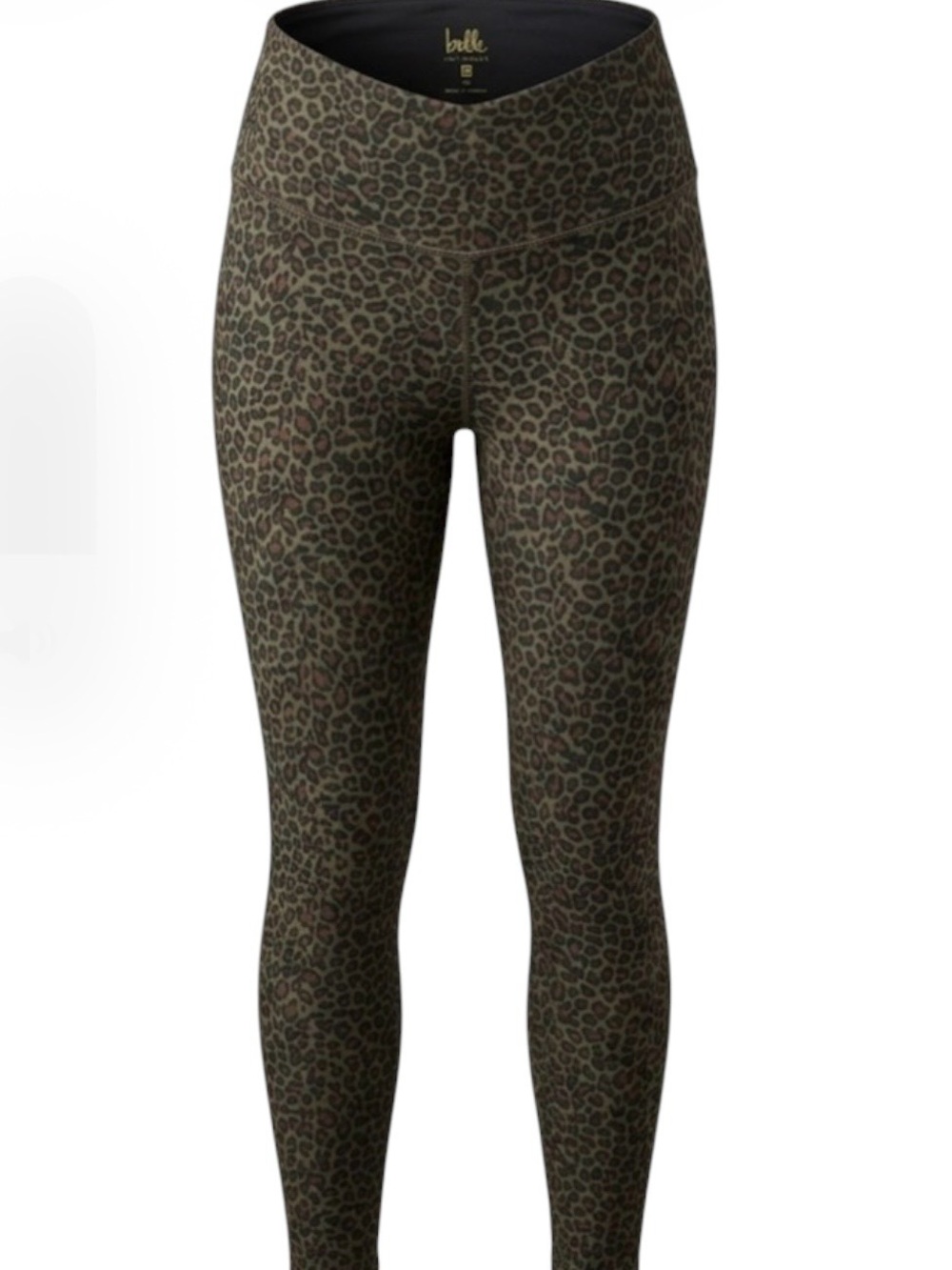 Belle by Kim Gravel Leopard Print Leggings Olive Green Brown High Rise Medium